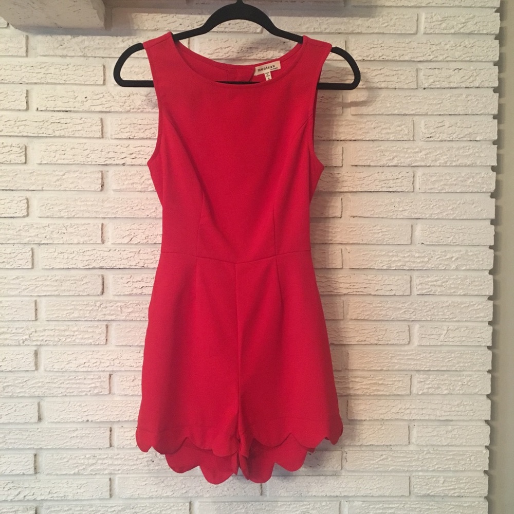 Red Scallop Romper